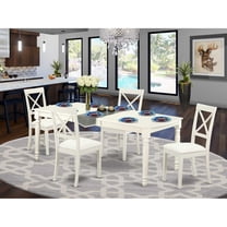 East West Furniture Dover 5-piece Wood Dining Set with Leather Seat in White