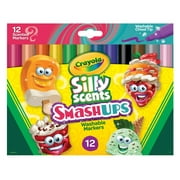 Crayola Silly Scents Smash Ups Markers, 12 Count, Scented Art Tools, Assorted Colors, Chisel Tip for Thick & Thin Lines
