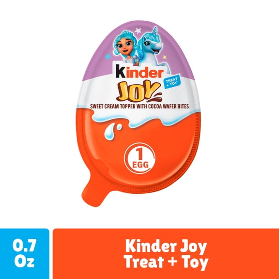 Kinder Joy Unicorns and Friends Egg, Treat Plus Toy, Sweet Cream and Crispy Chocolatey Wafer Bites, 0.7 oz