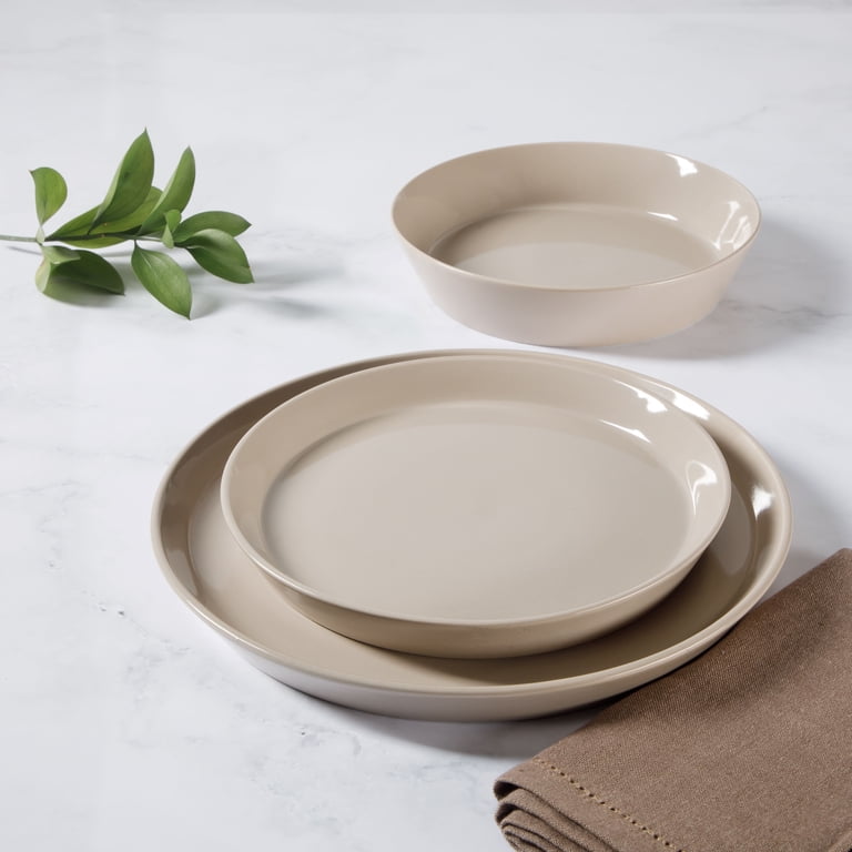 Martha Stewart Everyday Faretta Taupe 12-Piece Fine Ceramic