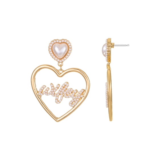 Packed Party Women's Wifey Heart Hoop Earrings, 1 Pair