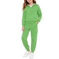 thumbnail image 5 of Ulanda Boys 2 Piece Outfits Sweatsuit Hoodie and Sweatpants Tracksuit Athletic Jogger Sets Toddler Kids Matching Sets (Green, 13-14 Years), 5 of 6