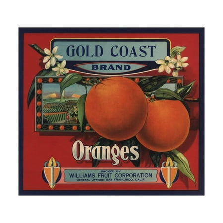 Gold Coast Brand - San Francisco, California - Citrus Crate Label Print Wall Art By Lantern