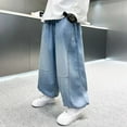 thumbnail image 6 of SJLDQY Kids Boy's Jeans Wide Leg Jeans for Boys Elastic Waist Lightweight Denim Trousers Comfy Childs Dailywear, 6 of 6