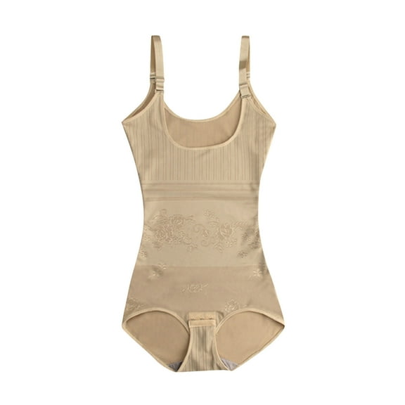 TEVEQ Body Shaper Body Shaper Tummy Control Women Bodysuit Control Underbust Slimming Shapewear Shaper Underwear Tummy Shapeware Beige L