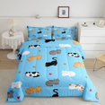 thumbnail image 2 of Manfei Kawaii Kitten Cat Full Size Comforter Sets, Cartoon Paw Bedding Comforter Set, Sky Blue, Polkadot Reversible, 3pcs, 1 Comforter and 2 Pillowcases, 2 of 7