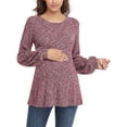 thumbnail image 4 of Ecavus Women's Maternity Sweater Bishop Sleeves Tunics Peplum Top WineRed S, 4 of 6