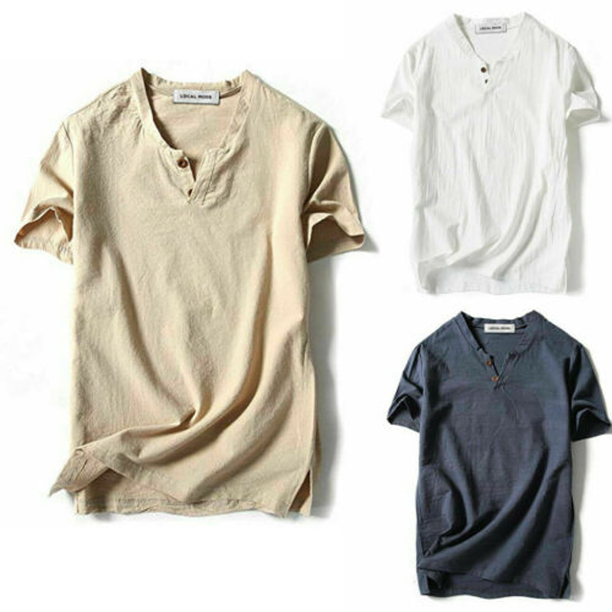 TSEXIEFOOFU - Summer Men Baggy Linen T-Shirt Fashion Tee Hippie Shirts ...