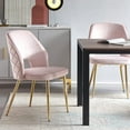 thumbnail image 4 of NORDICANA Modern Dining Chair Set of 2, Pink Velvet Fabric Upholstered Accent Chairs with Golden Metal Legs, Round Back Side Chairs for Kitchen Living Room Bedroom, 4 of 8