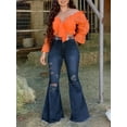 thumbnail image 4 of High-Waisted Ladies Denim Trousers With Holes And Flared Trousers, 4 of 4