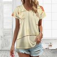 thumbnail image 3 of Elegant Floral Cream Design Women's Blouse Short Sleeve Women's Top T-Shirt Spring Summer Clothes, 3 of 7