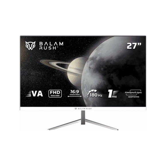 Monitor Gamer Balam Rush Titan MTG27Y 27 Pulgadas Full HD G-Sync/FreeSync 180Hz 1Ms HDMI DisplayPort Blanco