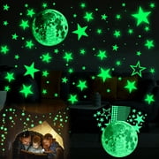 435pcs Glow in the Dark Stars Wall Stickers for Ceiling, EEEkit Luminous Adhesive Moon Dot Stars Wall Decals, Waterproof Non-Toxic for Teenagers Girls Boys Teenagerss Gift, Bedroom Living Room Decor