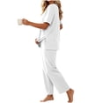 thumbnail image 5 of RYRJJ Pajamas for Women Soft Pjs Lounge Sets Short Sleeve Crewneck Tops and Long Pants 2 Piece Pjs Set with Pockets for Sleep Home Travel, 5 of 7