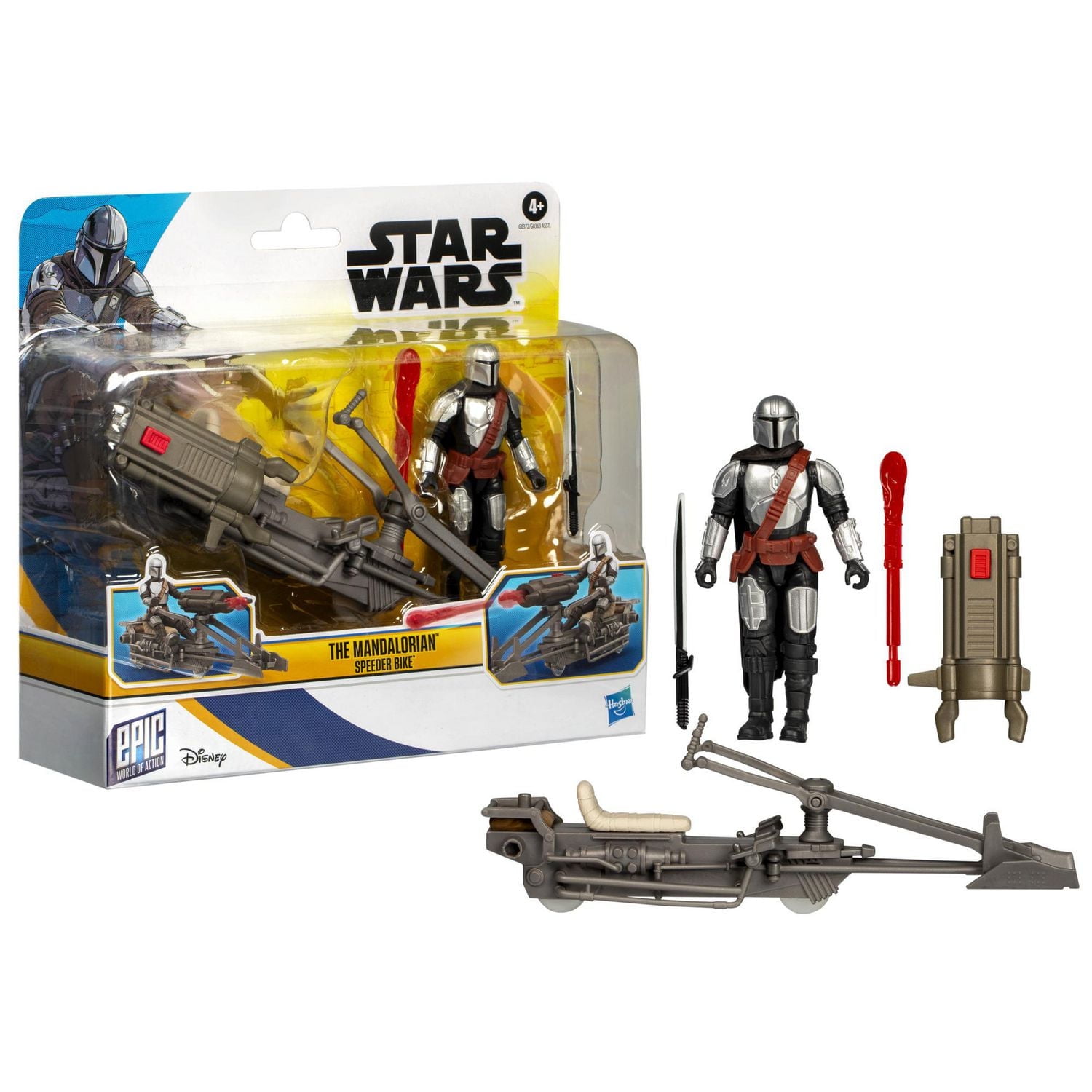 Star Wars Epic World of Action The Mandalorian 4 Inch Action Figure & Speeder Bike