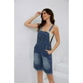 thumbnail image 2 of utcoco Women's Casual Distressed Denim Shorts Overalls Dark Blue-L, 2 of 4