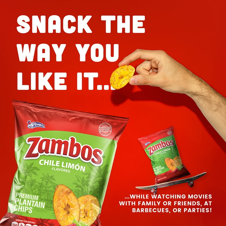 Zambos Chile Limón Plantain Chips 5.30 oz Bag Crunchy Snack with