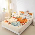 thumbnail image 2 of Manfei Classic Halloween Pumpkin Lantern Fitted Sheet Queen,Ghost And Bat Bedding,3pcs,1 Fitted Sheet and 2 Pillowcases, 2 of 6