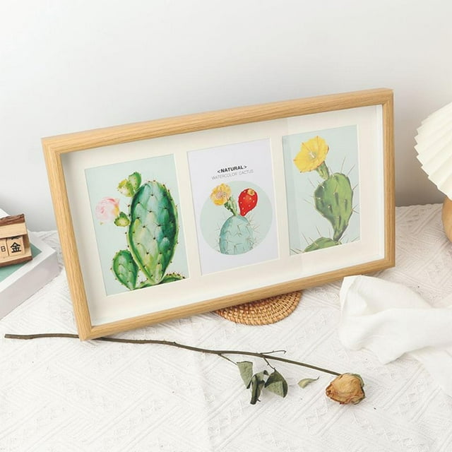 Collage Photo Frame Display Picture Frame Tabletop Stand Cards for Arts Portrait 21x39cm 3 Opening
