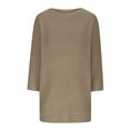 thumbnail image 6 of Womens Baggy Sweater Tops Round Neck Loose Fit 3/4 Sleeve Solid Color Knit Pullover Lightweight Blouses Plus Size (X-Large, Khaki), 6 of 6