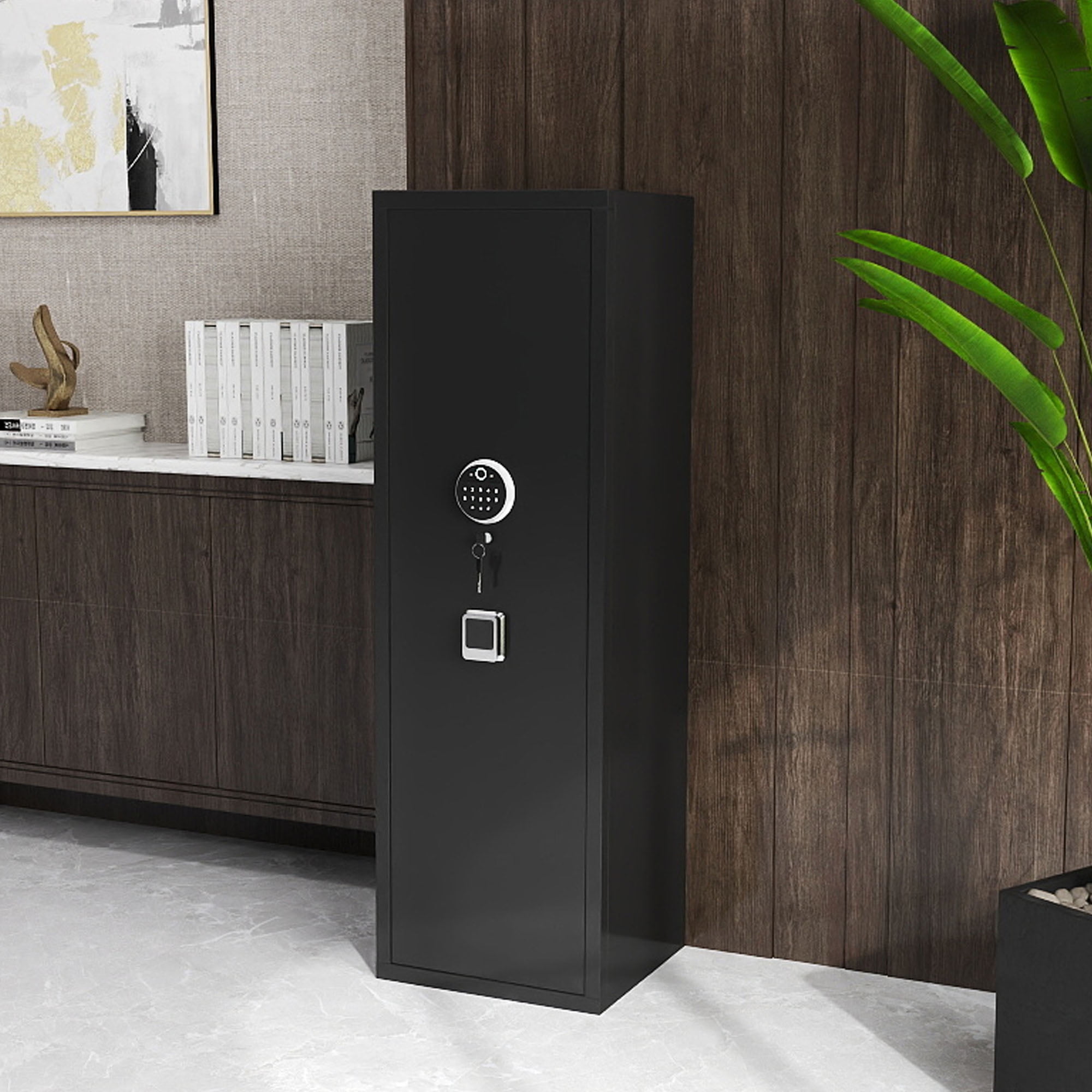 Seizeen Fingerprint Gun Safes, Heavy-duty Metal Storage Cabinet Safe, Quick Access Biometric & Electronic Gun Cabinet for Rifle, Pistol, Documents, Valuables, 13.8'' x 11.8'' x 57''