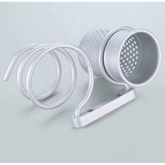 Soporte para secador de pelo, montaje en pared, baño, aluminio, plateado