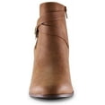 thumbnail image 3 of MARCO REPUBLIC Montreal Women's Ankle Boots Almond Toe Mid Heel Chunky Block Stacked Heels Booties, Tan, Sizes 5-11, 3 of 7