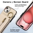 thumbnail image 2 of Decase Compatible with iPhone 14 Case with Card Holder and Strap for Women,Crossbody Lanyard,Stand Ring Kickstand,Snap Clasp,Phone Wallet Case,Beige, 2 of 10