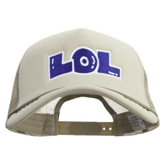 Lol Bubble Embroidered Big Size Big Foam Mesh Truck Cap - Khaki XL-3XL