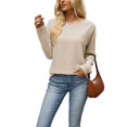thumbnail image 3 of Wevis Round Neck Knit Autumn Pullover for Women Long Sleeve Basic Casual Tops Casual Loose Sweater, 3 of 7