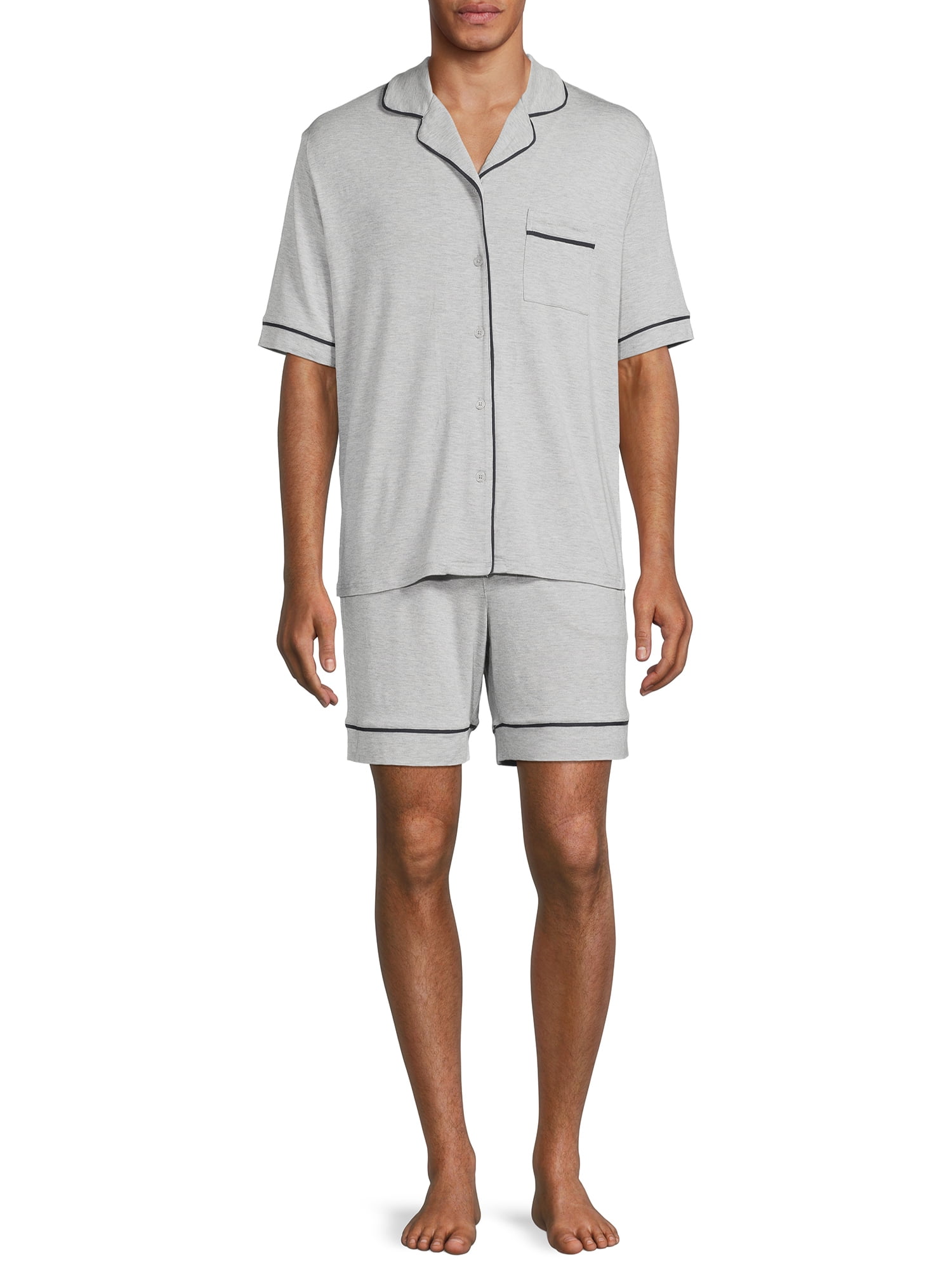 Button-Front Top and Shorts Pajama Set 