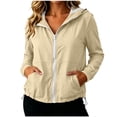 thumbnail image 3 of Jsaierl Women's Lightweight Hooded Zip Up Windbreaker Jacket with Elastic Cuffs and Drawstring Bottom Sporty Outdoor Top, 3 of 8