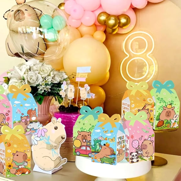 Cartoon Animal Milk Carton Gift Box Set 12 Pieces - Multi-color Bow Decorated Party Holiday Gift Packaging Box