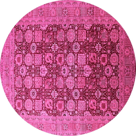 Ahgly Company Indoor Round Oriental Pink Industrial Area Rugs, 7' Round