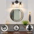 thumbnail image 2 of Bathroom Light Fixtures, 2 Light Matte Black Vanity Light, Vintage Wall Sconces Lighting, Modern Bath Wall Mounted Lights with Glass Shade, 2 of 7
