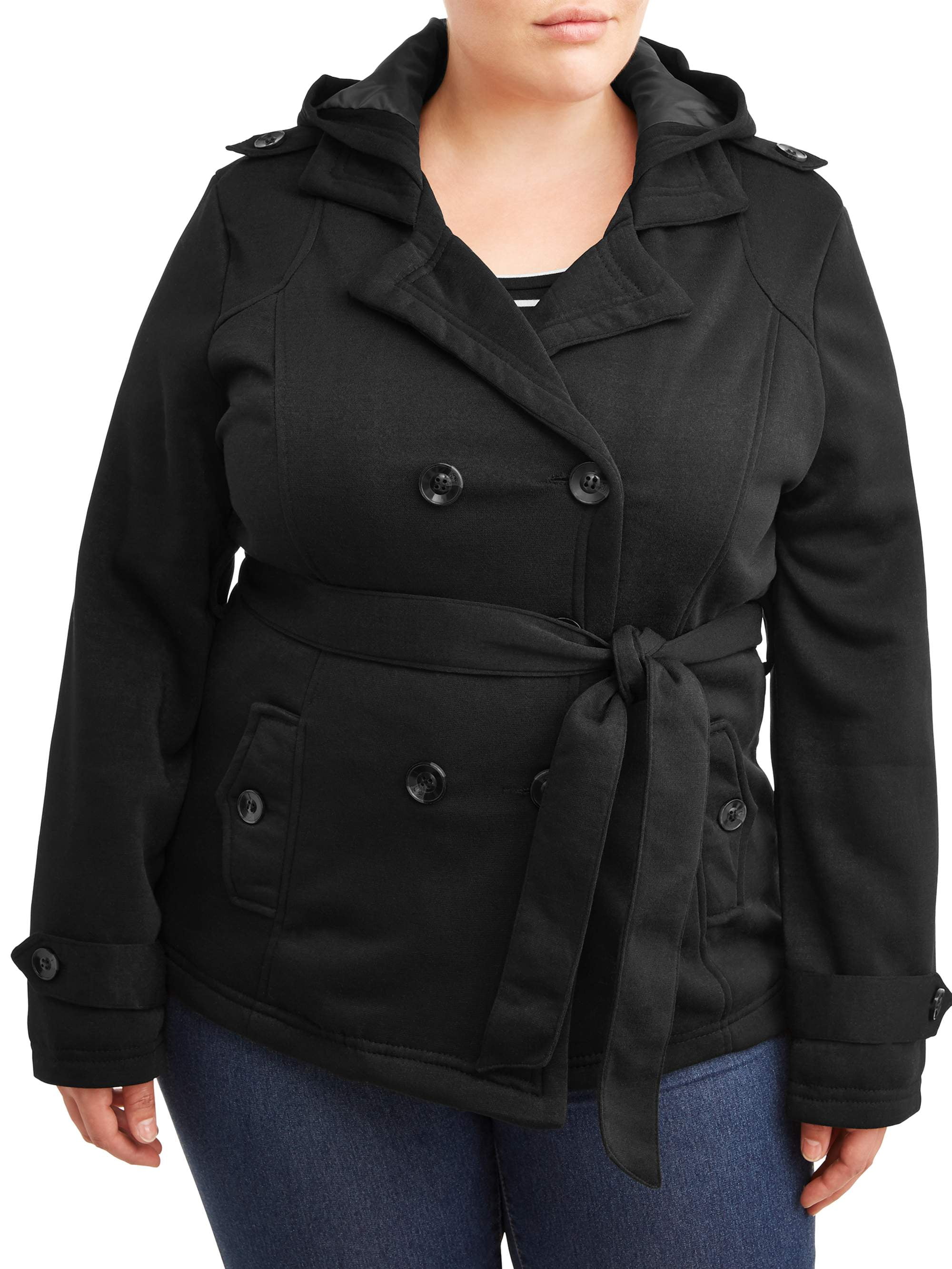 Yoki Women's Plus Hooded Fleece Peacoat