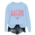 thumbnail image 5 of Womens Sweatshirts Malibu Letter Print Fall Crewneck Sweatshirt Relaxed Fit Basic Top Essential Casual Outfit Womens Hoodie Sky Blue S, 5 of 6