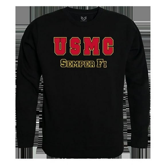 USMC Graphic Crew Neck Sweatshirt, Black - Medium