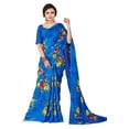 thumbnail image 2 of Ethnic Asia Sari Art Silk Floral Print Blue Indian Bollywood Look Saree For Women, 2 of 5