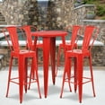 thumbnail image 2 of Flash Furniture Dexter Commercial Grade 24" Round Red Metal Indoor-Outdoor Bar Table Set with 4 Cafe Stools, 2 of 5