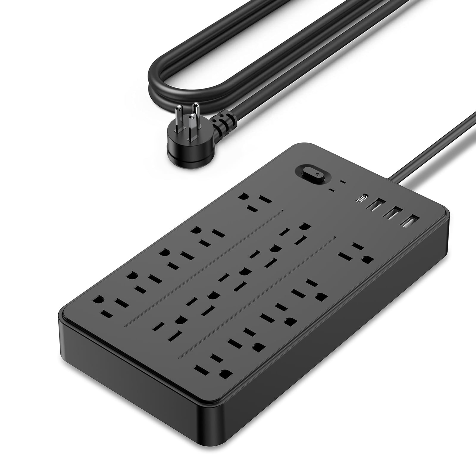 Surge Protector Power Strip with 5FT Extension Cord, 15 Outlets and 4 USB Ports, Muti-Outlets Ports Desktop Charging Station for Home, Office, 2100 Joules