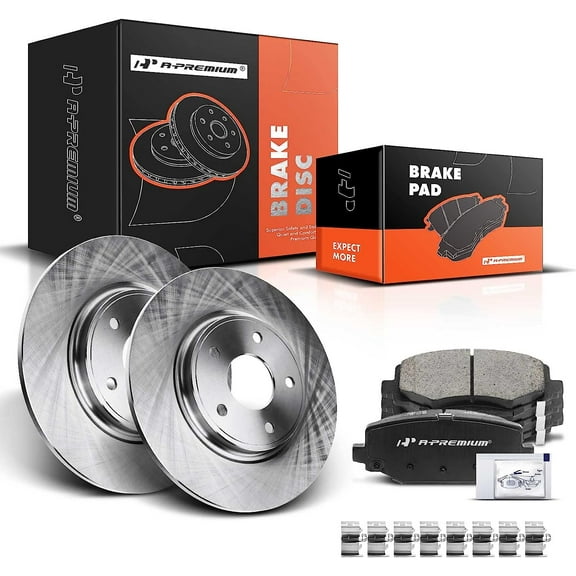 A-Premium 12.91 inch(328 mm) Rear Solid Disc Brake Rotors   Ceramic Pads Kit Compatible with Select Dodge, Chrysler, Volkswagen and Ram Models - Grand Caravan, Town & Country, Journey, C/V, Routan