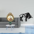 thumbnail image 2 of Marco de fotos redondo decorativo con estatua de toro de resina, estilo vintage, pequeño marco dorado, ideal para sala de estar, oficina o como regalo, 2 of 8