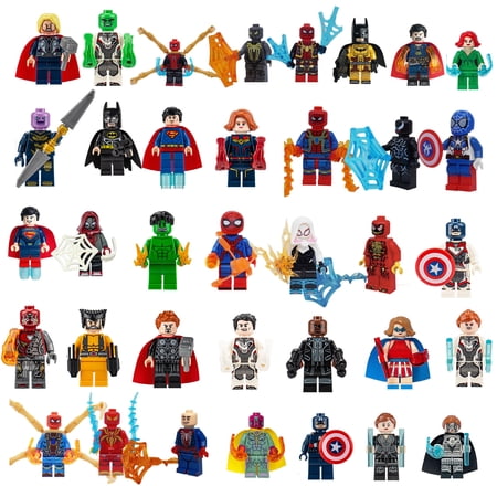 36 Pcs Superheros Venom Iron Man Action Figures Building Blocks Toys Set, 1.77 inch The Avengers Hulk Captain America Minifigures Battle Collections and Display Figures Building Kits