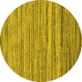 thumbnail image 1 of Ahgly Company Machine Washable Indoor Round Abstract Yellow Contemporary Area Rugs, 8' Round, 1 of 4