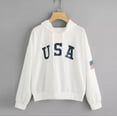 thumbnail image 2 of Womens Sweatshirt Women's Hoodie Letter Flag Printed Sweatshirt Long Sleeve Pullover Tops Blouse Fashions for Women Three Quarter Zip Oversized Zip up Hoodie for Women Womens Sweatshirts And White XL, 2 of 5
