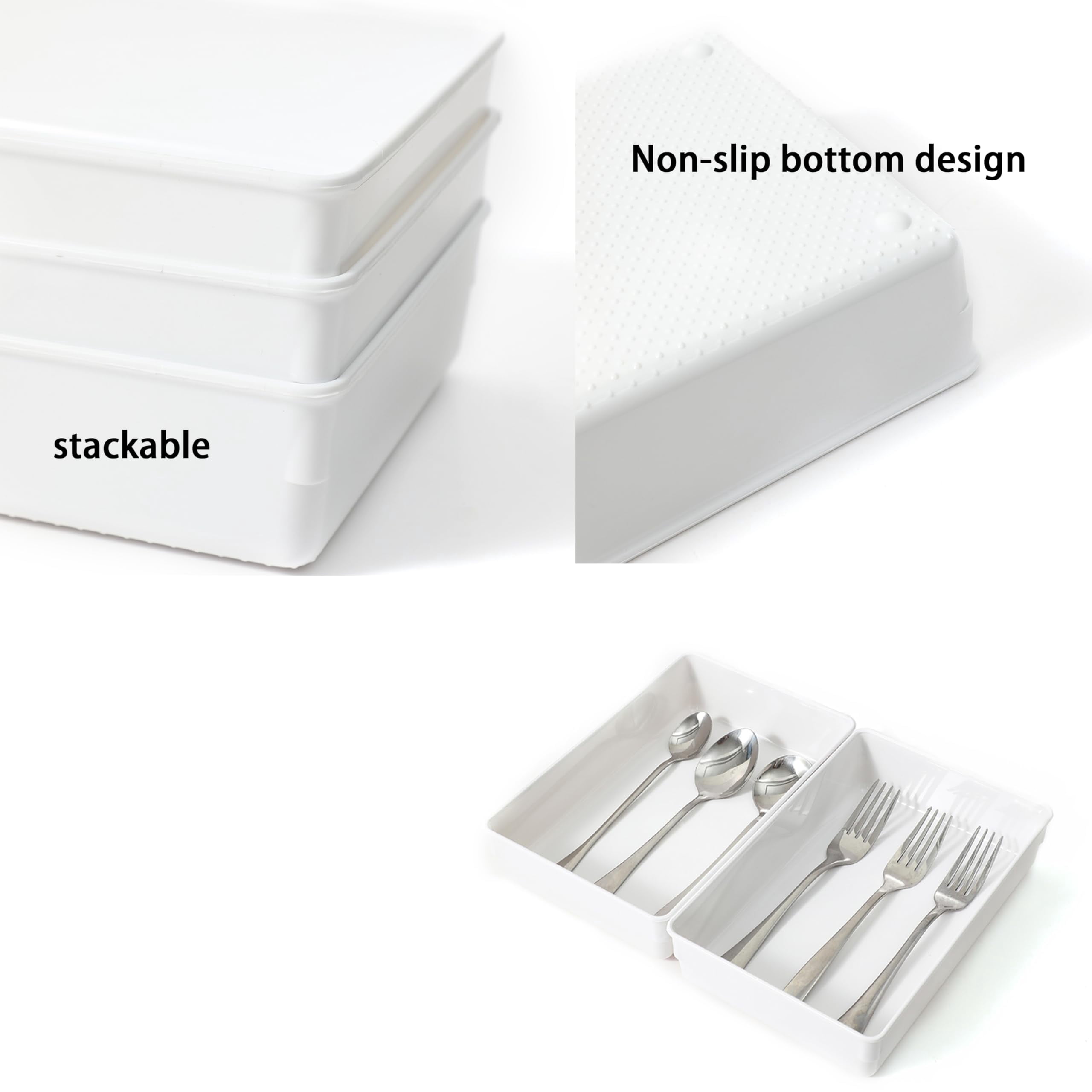 Mesh Silverware Tray Drawer Organizer Flatware and Utensil Storage for Home Office School Bedroom 15x6 Inches Black