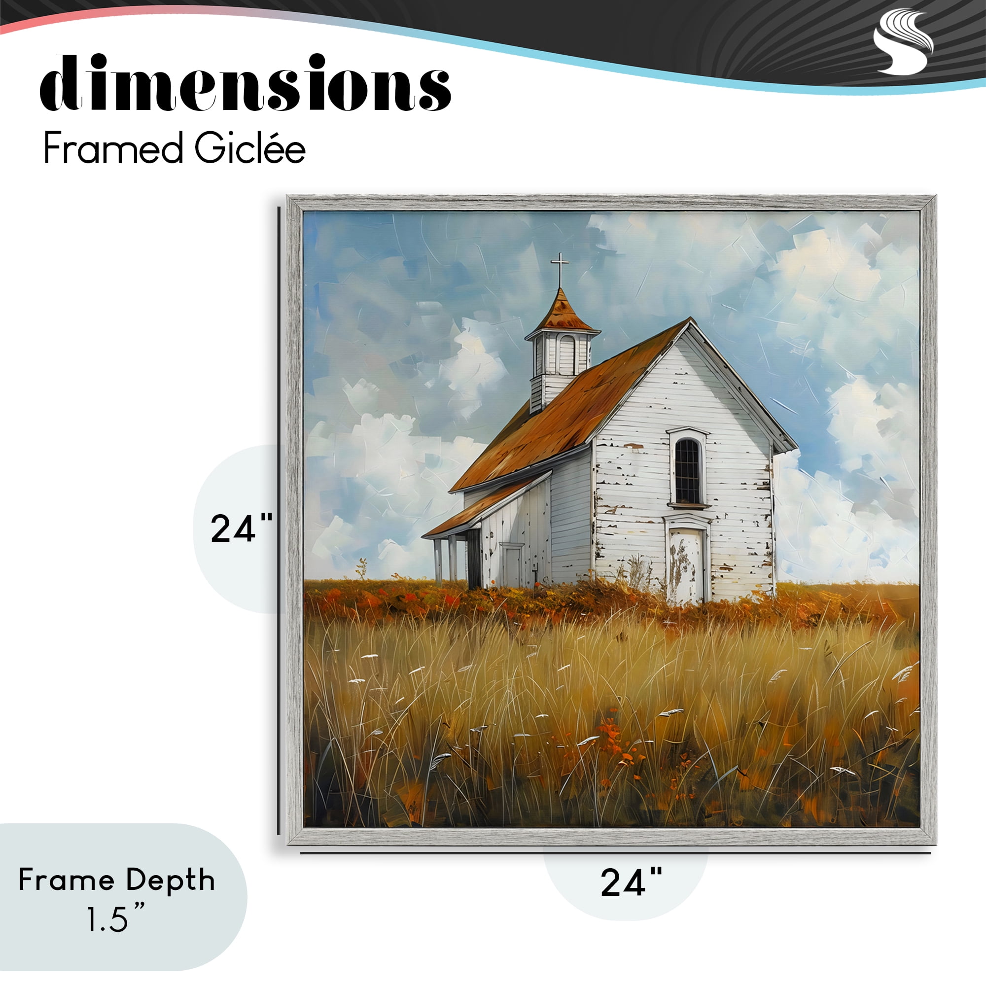 Stupell Industries Rustic Church in Field Gray Framed Giclee Art, design by Creative Studio