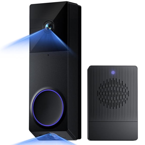 Restored Wyze Wireless Duo Cam Video Doorbell, 2K Full HD Video, Wireless, Battery Powered, Chime Included, 2 Cameras