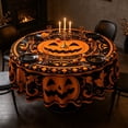 thumbnail image 2 of 4PC Pumpkin Halloween Tablecloth Decor, Round Halloween Tablecloth, Spooky Pumpkin Table Cloth Wrinkle Resistant Waterproof for Kitchen, Party, Halloween Home Decor, 2 of 6